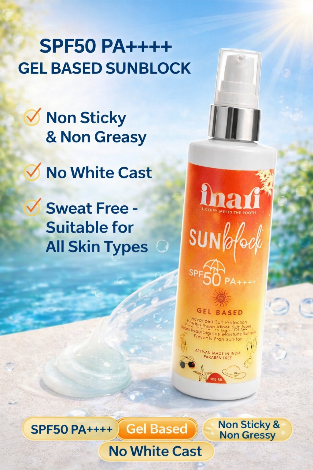 INARI™ SUNBLOCK 50++++ SPF the BFF - GEL BASED 100ML